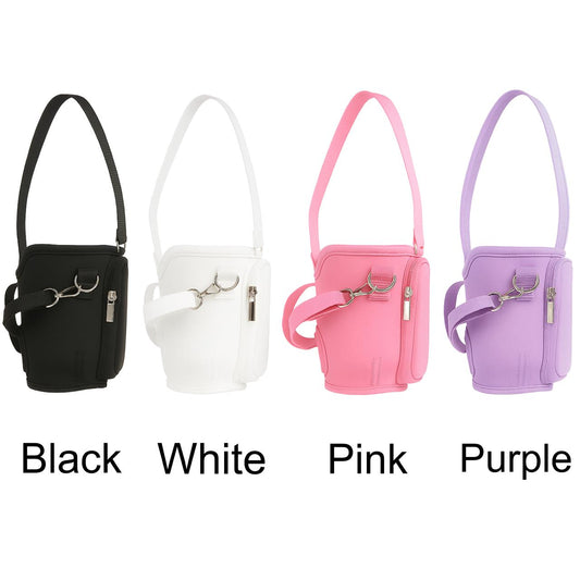 Hands-Free Tumbler Holder: Durable Half-Size Travel Sleeve with Storage - Black